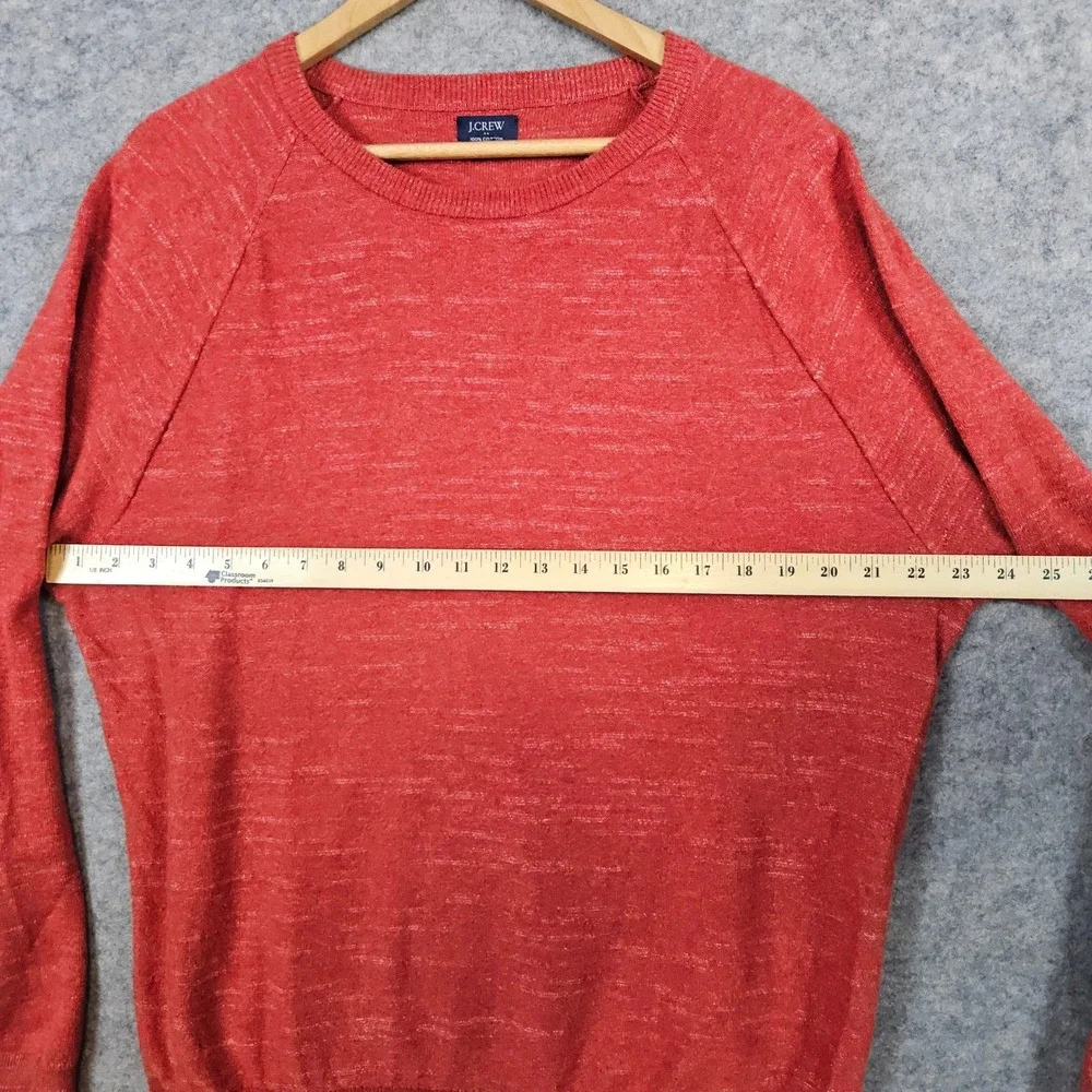 J Crew Men's Heathered Orange Crewneck‎ Sweater Size L 100% Cotton Warm Winter